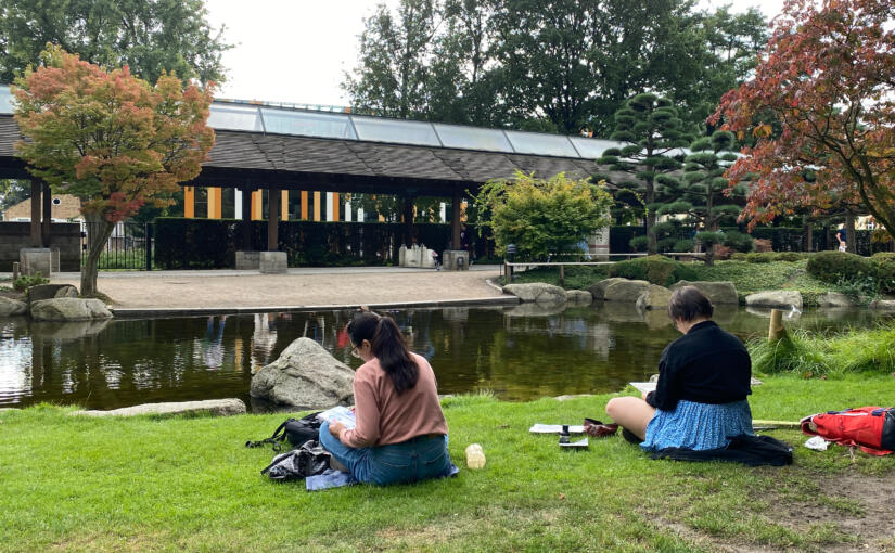 Mit Tusche und Pinsel im japanischen Garten